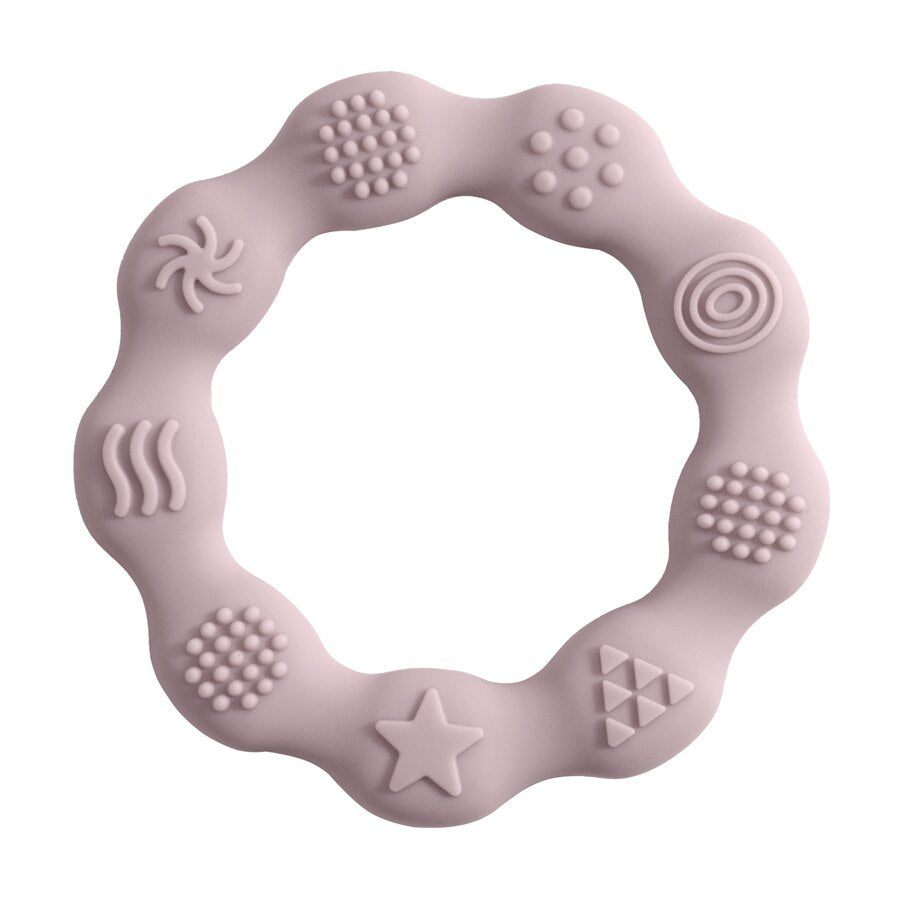 Mordedor de silicona de grado alimenticio para bebé. Forma Circular.